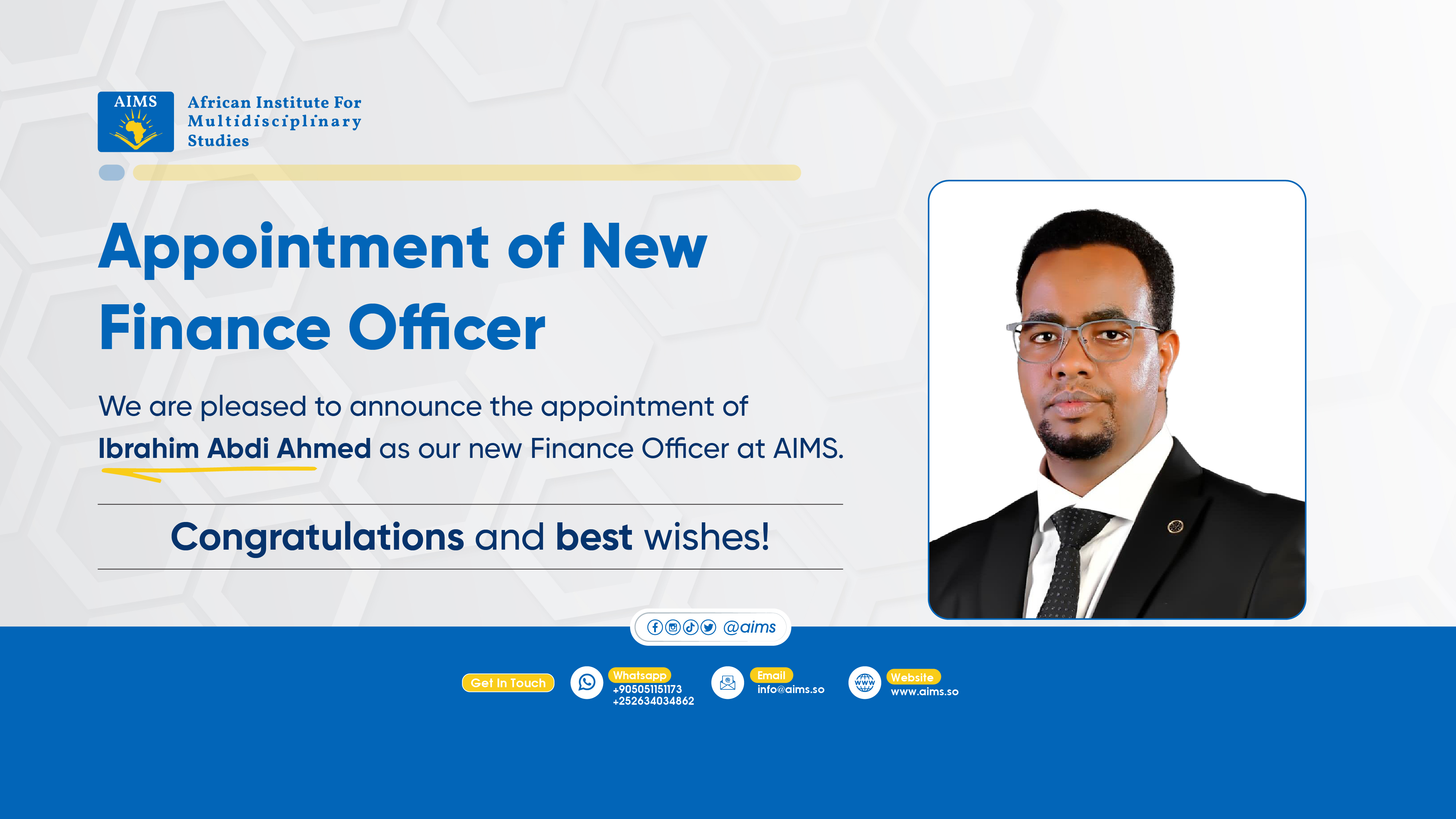 Announcement of new appointment